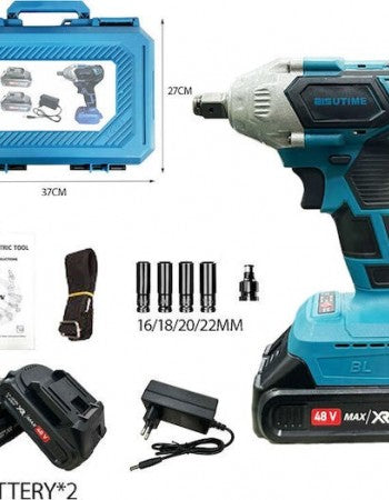 Bisutime 2σε1 Μπουλονόκλειδο παλμικό κατσαβίδι Μπαταρίας 48V 2x5Ah