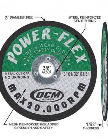 5 Τεμάχια Τροχός Κοπής Μετάλλου 76mm για Χάλυβα & Σιδηρούχα Μέταλλα Power-Flex