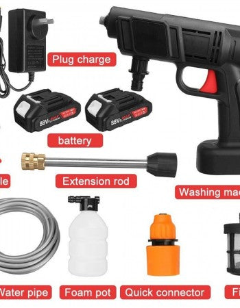 Επαναφορτιζόμενο Πιστόλι Πλυσίματος 200W Με Πίεση 30bar Και Μπαταρία 88V